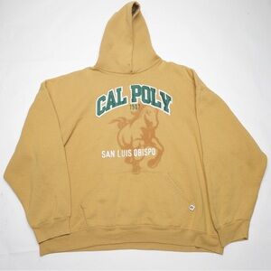 Vintage Cal Poly University Russell Horse Hoodie Sweatshirt Size XXL Yellow